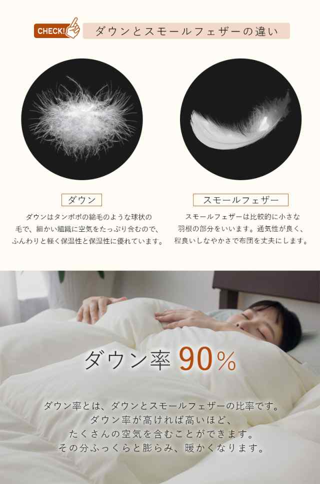 羽毛布団 セミダブル 掛け布団 布団 ダウン率93％ 暖かい 冬 冬用 軽量