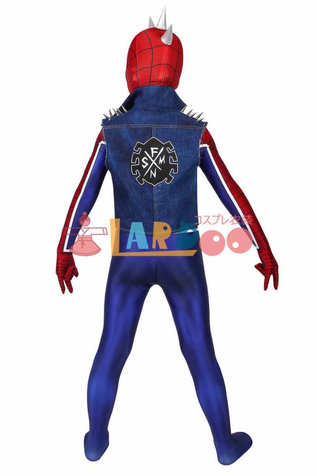 cox603工場直販 スパイダーマン Spider-Man PS4 スパイダーパンク 全身タイツ ジャンプスーツ コスプレ衣装