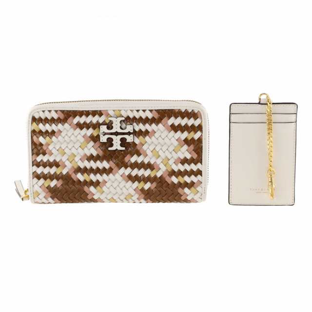 新品 トリーバーチ TORY BURCH 長財布 ブリテンウーブン ブラウン 茶 マルチ