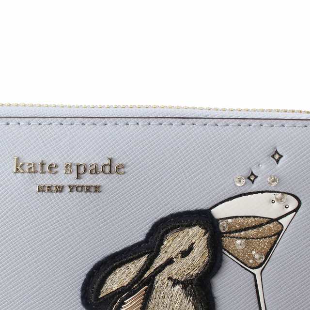 ケイトスペード 長財布 ラウンドファスナー ジップ KATE SPADE k5654 404 ライトブルー系 アニマル柄 財布・小物 レディース