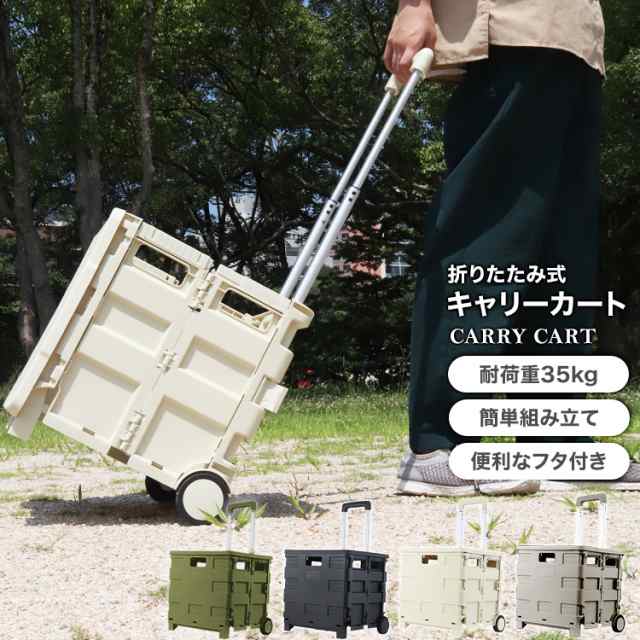 キャリーカート 折りたたみ 台車 軽量 フタ付 耐荷重35kg