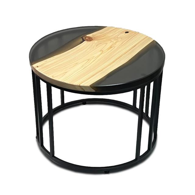 銘木屋 レジンテーブル ひのき 檜 無垢 天然木 3カラー 61×61