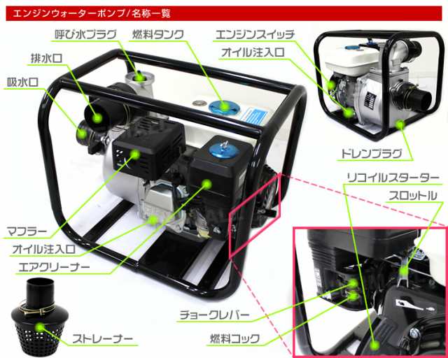 送料無料 4サイクル エンジンポンプ ガソリン 3インチ 80cm 水ポンプ エンジン式ポンプ 排水ポンプ ウォーターポンプ 汲み上げポンプ の通販はau Pay マーケット ウェイモール