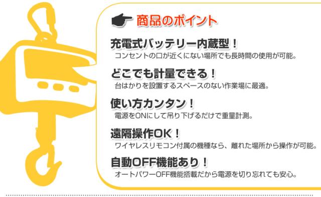 クレーンスケール 充電式 デジタルクレーンスケール 1t（1000kg） 吊秤 吊りはかり リモコン付き デジタル吊りはかり 吊り秤 デジタル クレーン スケール 計量 計測 吊り下げ 大型 はかり_1