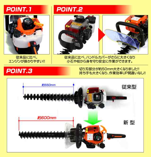 ヘッジトリマー エンジン エンジンヘッジトリマー 両刃 600mm 22.5cc 生垣 バリカン 剪定バリカン 庭木バリカン 両刃ヘッジトリマー｜au  PAY マーケット