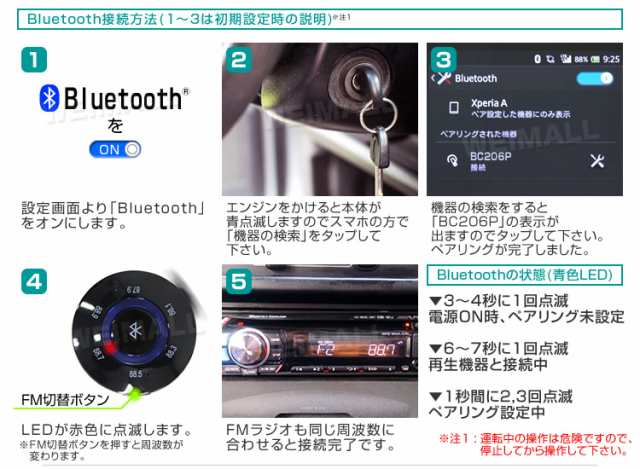 送料無料 Fmトランスミッター Bluetooth 高音質 ワイヤレス スマホ対応 通話 ラジオ Iphoneの通販はau Pay マーケット ウェイモール