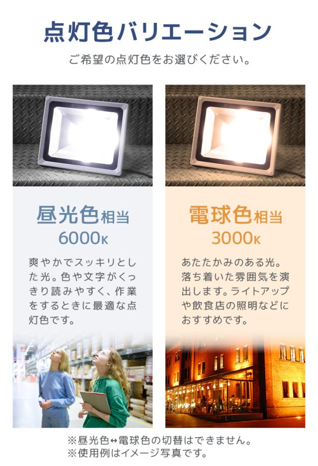 LED 投光器 6個セット 50W 500W相当 1年保証 LED投光器 昼光色 6000K 広角120度 防水加工 3mコード付き ledライト 照明 ライト 看板灯 集魚灯 作業灯 駐車場灯 ナイター 屋台 工場 倉庫 屋内 照明 船舶 屋外 人気 送料無料_10