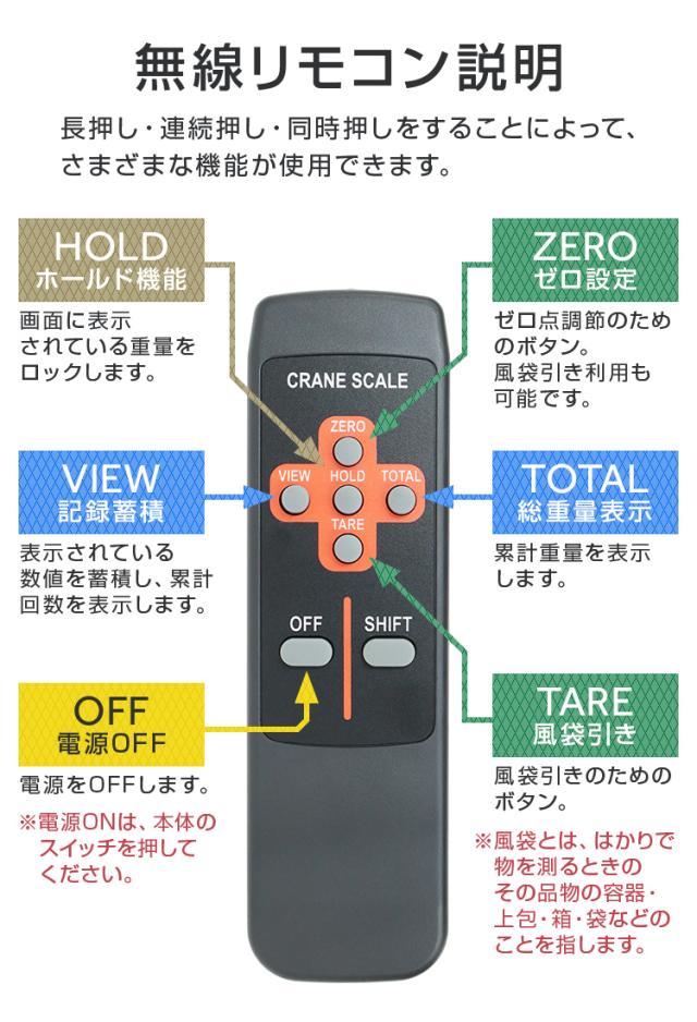 クレーンスケール 充電式 デジタルクレーンスケール 3t（3000kg） 吊秤 吊りはかり リモコン付き デジタル吊りはかり 吊り秤 デジタル クレーン スケール 計量 計測 吊り下げ 大型 はかり_6