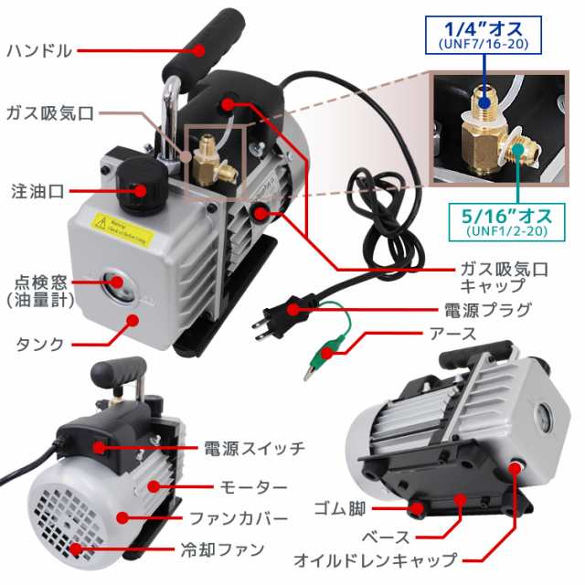 真空ポンプ エアコン 排気速度30L/min 逆流防止機能付き 電動真空ポンプ R134a R410a ｜au PAY マーケット