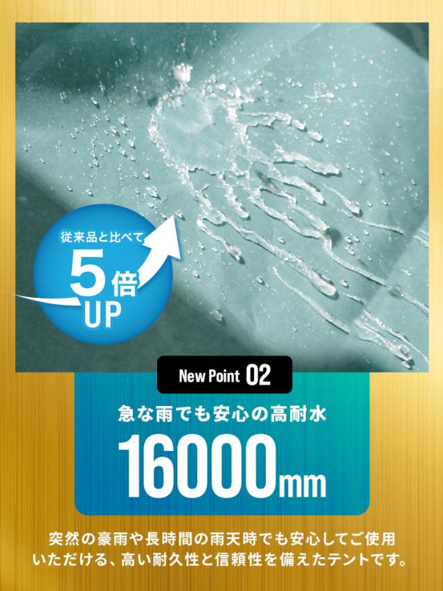 高耐水圧 16000mm】 タープテント 2.5m×2.5m ワンタッチ テント