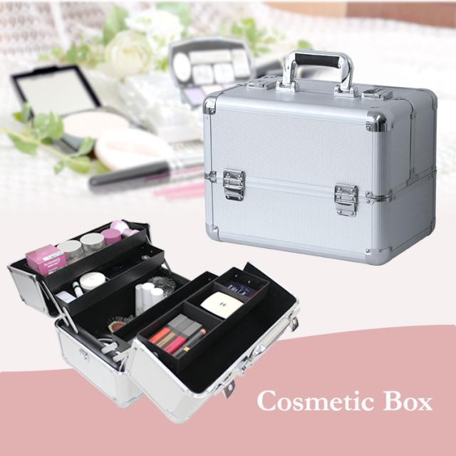 コスメボックス 大容量 プロ用 鍵 2段 四つのトレイ アルミ 化粧品収納ボ8 コスメボックス 大容量 プロ用 鍵 2段 四つのトレイ アルミ