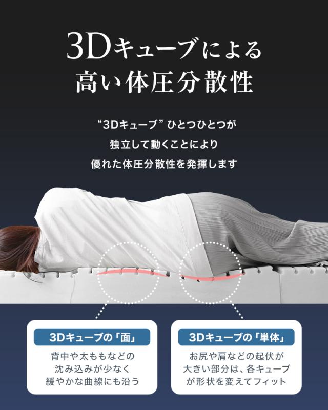 マットレス セミシングル 三つ折り 高反発 10cm 3層構造 3Dキューブ