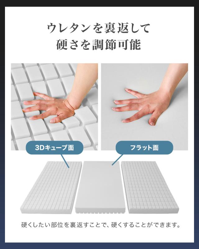 マットレス セミダブル 三つ折り 高反発 10cm 3層構造 3Dキューブ 3DNell サンドネル 体圧分散 200N 30D 85N 40D 極厚 折りたたみ 敷き布団 寝具 新生活 送料無料_7