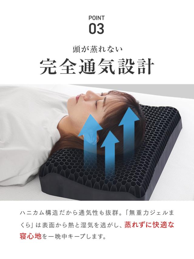 枕 無重力枕 ジェル 枕カバー付 まくら 無重力 ハニカム構造 体圧分散