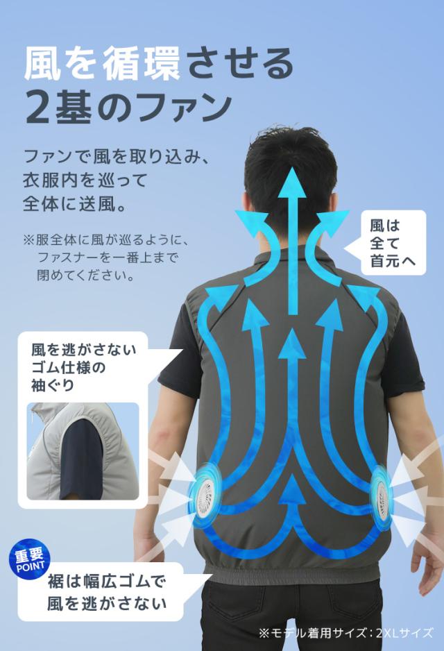 バッテリーセット】 空調作業服 フルセット ベスト 空調ベスト ファン