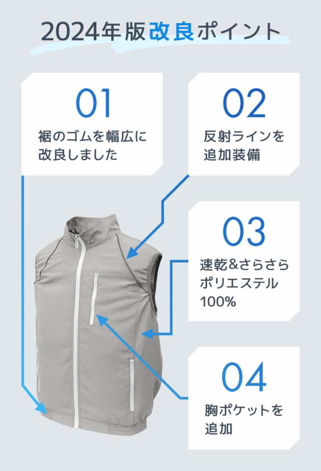 バッテリーセット】 空調服 2024年改良リニューアル ファン付きベスト ...