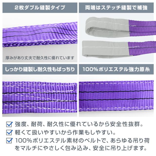 【10本セット】スリングベルト 5m 幅75mm 使用荷重2400kg 吊りベルト ベルトスリング ナイロンスリング ナイロンスリングベルト 繊維ベルト 荷吊りベルト 吊上げ ロープ 牽引 クレーンロープ クレーンベルト 運搬_4