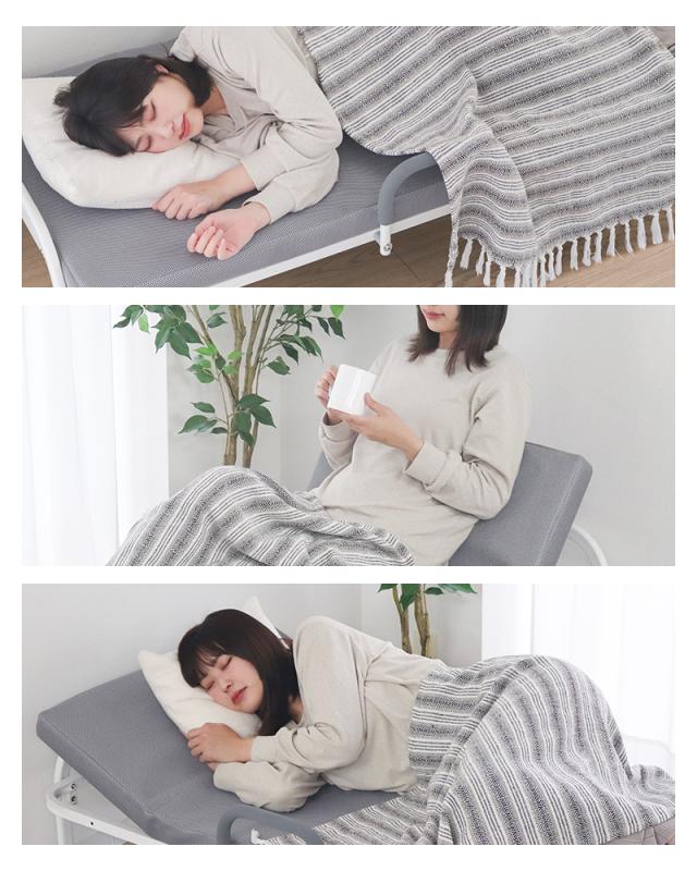 折りたたみベッド セミシングル 高反発 マットレス付き 190N 25D 14段階リクライニング 耐荷重300kg 洗える カバー メッシュ キャスター 頑丈 手すり付き 折り畳み 折りたたみ ベッド 簡易ベッド 介護 新生活_9