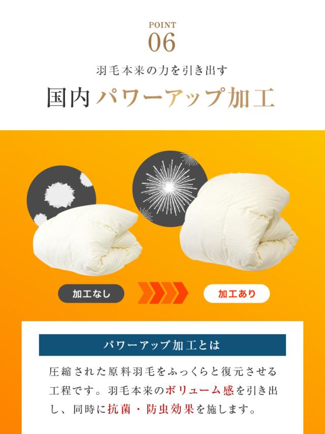 羽毛布団 クイーン 日本製 掛け布団 ホワイトダックダウン93% エクセルゴールドラベル 認定商品 30マス立体キルト GFマーク 暖かい 冬 布団 抗菌 防臭 防ダニ 羽毛 370dp以上 羽毛ふとん 国産 冬用 寝具 送料無料_9