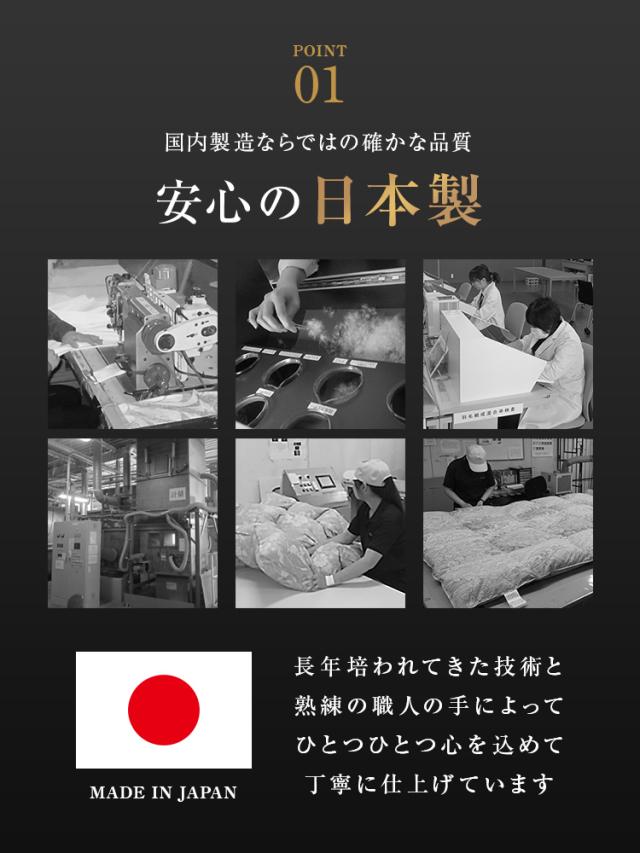 羽毛布団 クイーン 日本製 掛け布団 ホワイトダックダウン93% エクセルゴールドラベル 認定商品 30マス立体キルト GFマーク 暖かい 冬 布団 抗菌 防臭 防ダニ 羽毛 370dp以上 羽毛ふとん 国産 冬用 寝具 送料無料_3