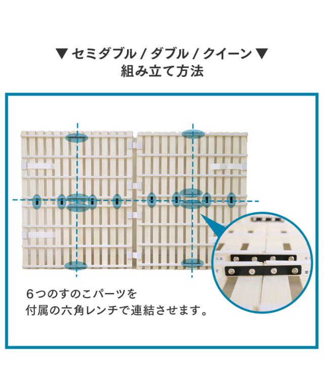 すのこベッド クイーン 2つ折り すのこマット 極厚4cm 折りたたみ すのこ ベッド 湿気 カビ 除湿 対策 コンパクト ベッドフレーム 桐 シングルベッド 布団干し 巻く ロール 寝具 来客用 スノコ 布団 折り畳み 湿気対策 除湿マット 折りたたみ Q 送料無料_16