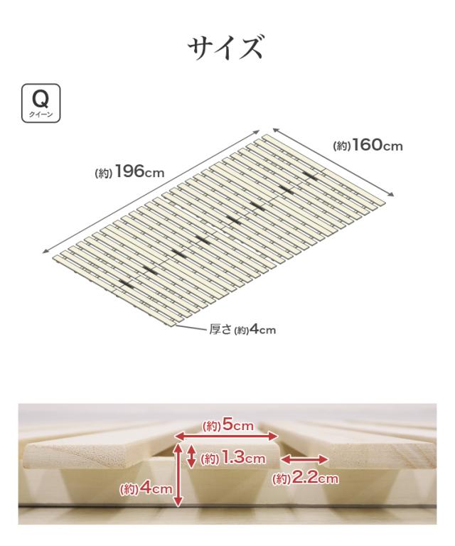 すのこベッド クイーン 2つ折り すのこマット 極厚4cm 折りたたみ すのこ ベッド 湿気 カビ 除湿 対策 コンパクト ベッドフレーム 桐 シングルベッド 布団干し 巻く ロール 寝具 来客用 スノコ 布団 折り畳み 湿気対策 除湿マット 折りたたみ D 送料無料_16