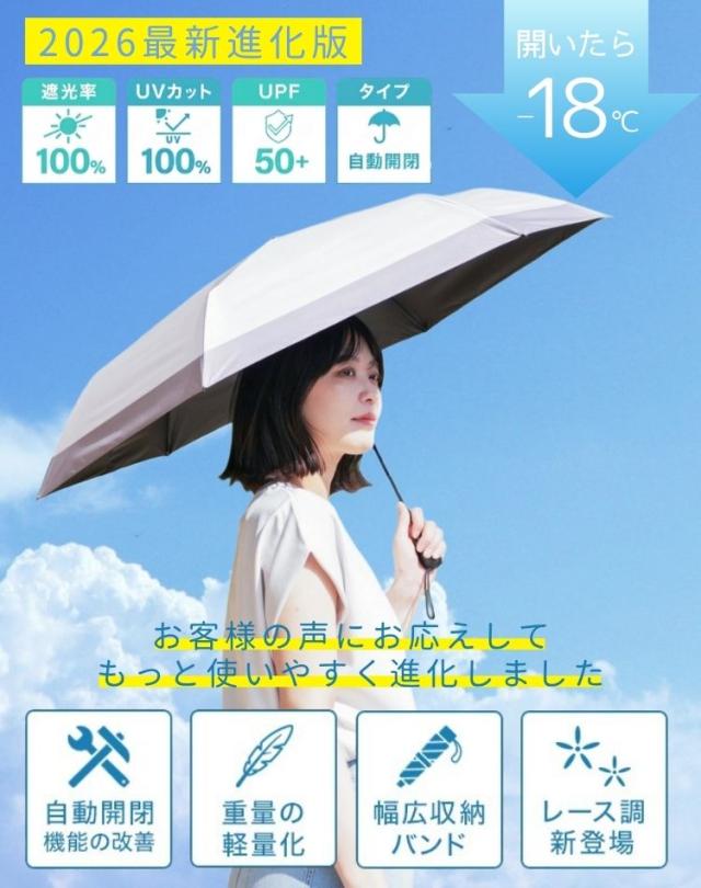 2026改良進化版!60%OFFクーポン⇒1,592円!】 日傘 折り畳み 自動開閉