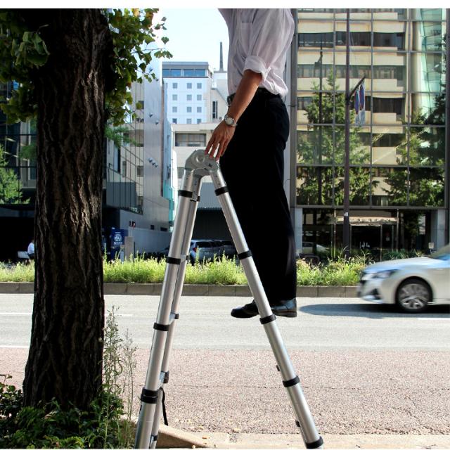 伸縮アルミはしご ハシゴ ONE STEP 伸縮はしご 梯子 はしご 3.8m 伸縮 アルミ フック付き