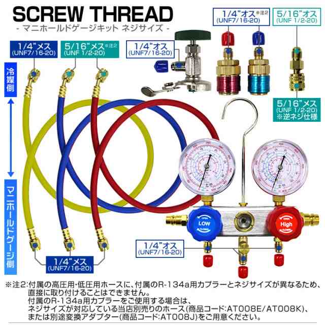 エアコン ガスチャージ マニホールドゲージ ＆ 真空ポンプ 逆流防止機能付き セット R134a R410a R404a R32 冷媒 クーラー  エアコンガス｜au PAY マーケット