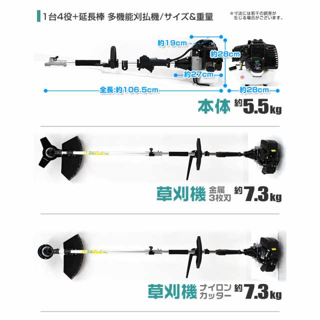 草刈り機 多機能 4WAY ハイパワー 52cc 草刈機エンジン 刈払機 チェーンソー ヘッジトリマー 草刈機 エンジン 草刈 剪定 高枝切り 薪割  バリカン ナイロンカッター 園芸 農業 ガーデニング 除草 庭 金属刃 送料無料の通販はau PAY マーケット - ウェイモール | au PAY  ...