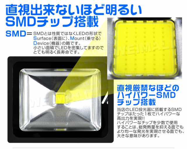 LED 投光器 10W 2灯 三脚スタンド式 LED投光器 昼光色 6000K 広角120度