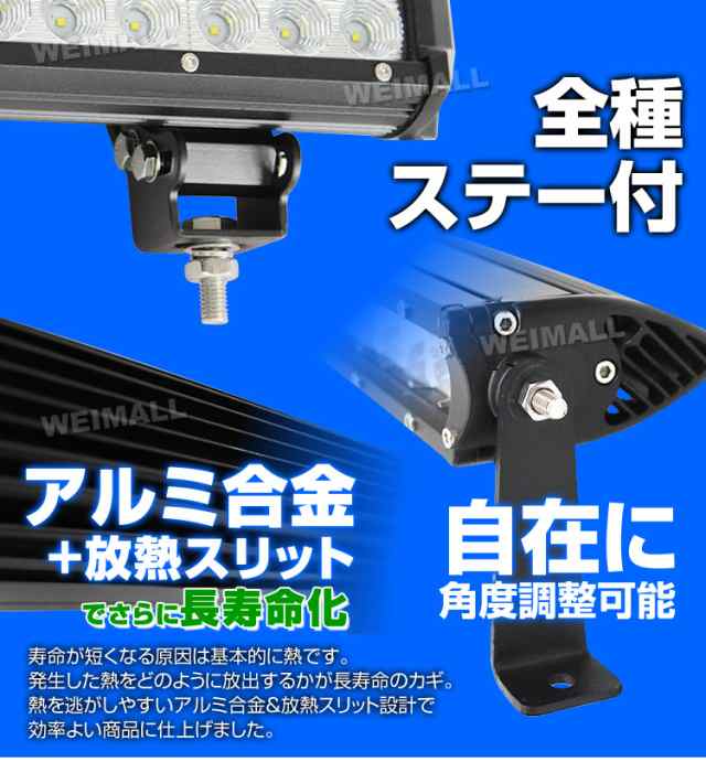 WEIMALL 4個セット LEDワークライト 36W 投光器 12V/24V 12灯 - パーツ