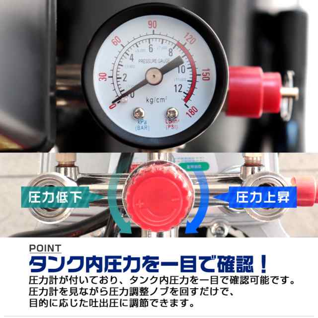 エアーコンプレッサー 100V オイル式 タンク容量 25L 過圧力自動停止