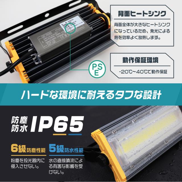 【12個セット】【一年保証】 LED投光器 200W 薄型 COBチップ搭載 LED 投光器 昼光色 ledライト 作業灯 ワークライト サーチライト 16000LM 壁掛け照明 3mコード付 IP65 看板灯 集魚灯 駐車場灯 省エネ 屋内 照明 船舶 屋外 PSE_2