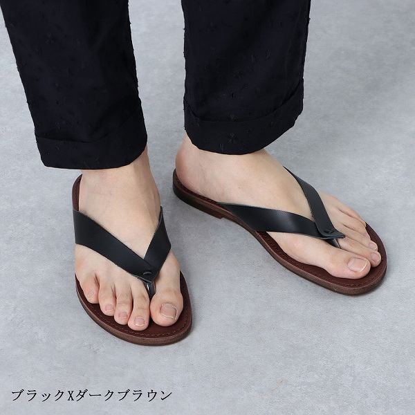 サンダル メンズ レザー トング 日本製 徳島 本革 おしゃれ コンビ 国産 皮 本革2トーンカラー (全10色)の通販は