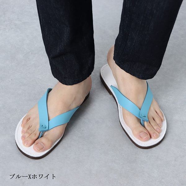 サンダル メンズ レザー トング 日本製 徳島 本革 おしゃれ コンビ 国産 皮 本革2トーンカラー (全10色)の通販は