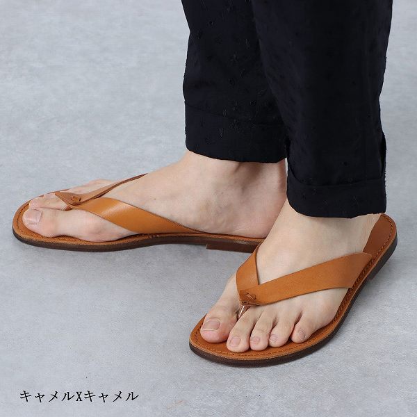 サンダル メンズ レザー トング 日本製 徳島 本革 おしゃれ コンビ 国産 皮 本革2トーンカラー (全10色)の通販は