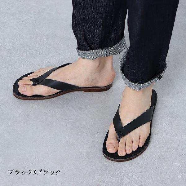 サンダル メンズ レザー トング 日本製 徳島 本革 おしゃれ コンビ 国産 皮 本革2トーンカラー (全10色)の通販は
