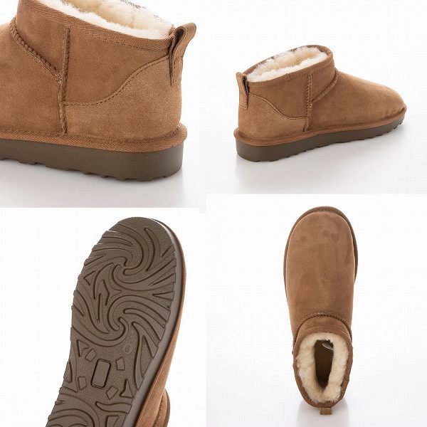 羊毛100％ ムートンブーツ ショート丈 ムートンシューズ シープスキン ボア あったか (3色)の通販は