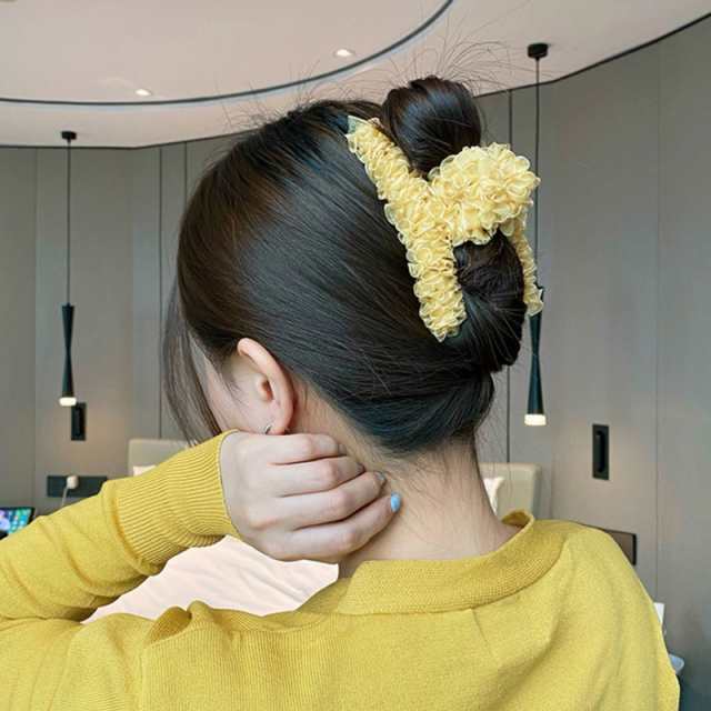 バンスクリップ ヘアアクセサリー 韓国 フリルリボンモチーフ 大きめ ハーフアップ ヘアクリップ シンプル 大人 レディース 髪留め 簡単  の通販はau PAY マーケット - セレクトショップオンリーユー