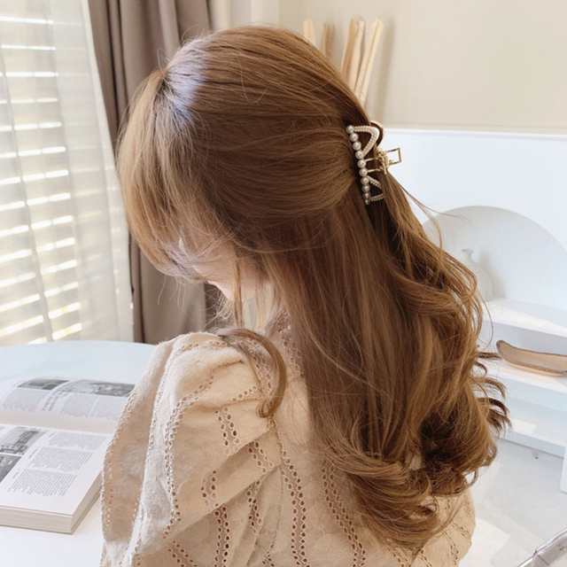 韓国パールゴールド　バンズヘアクリップ　バレッタ