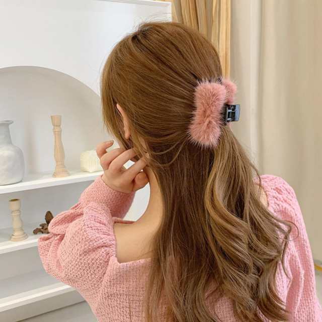 ヘアクリップ バンスクリップ もこもこ ファー ヘアピン ヘア