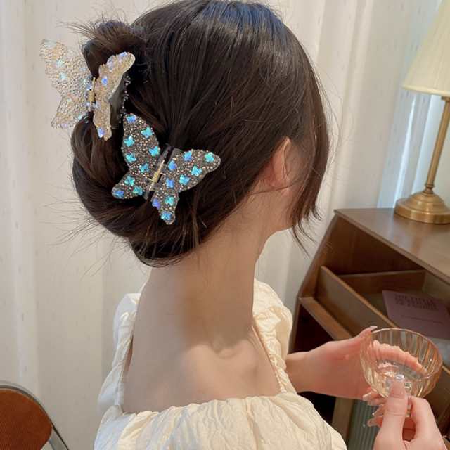 バンスクリップ ヘアアクセサリー 韓国 大きめ 蝶々 バタフライ