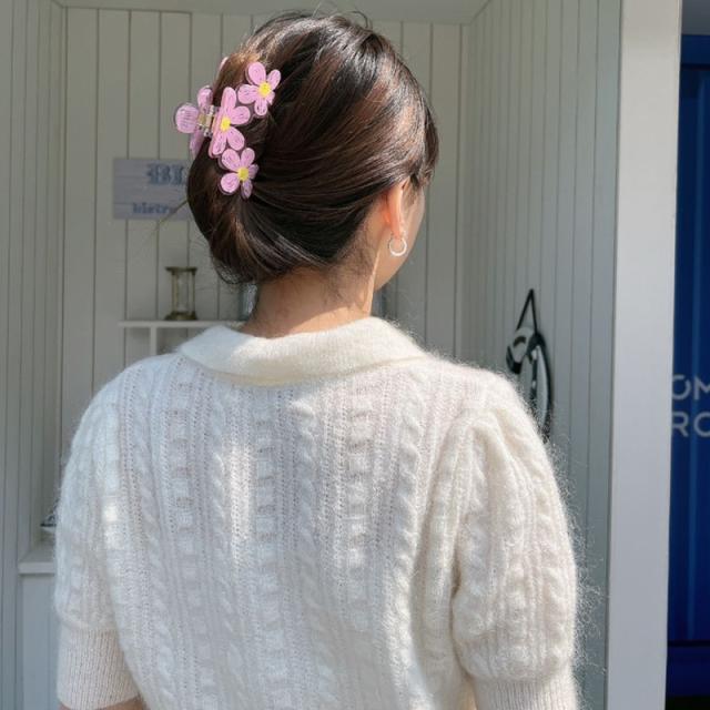 バンスクリップ ヘアアクセサリー ヘアクリップ 韓国 大きめ ペイント 