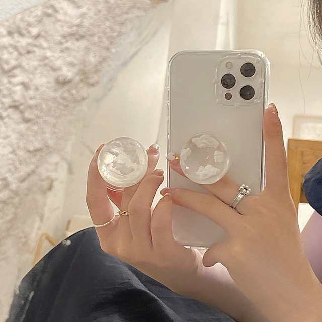 スマホグリップ 韓国 iphoneくも 雲スマホリング グリップトック 黄色