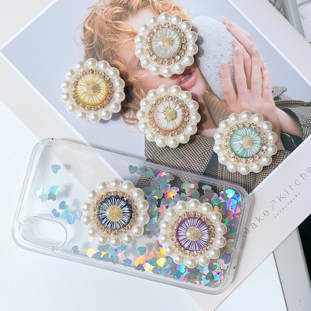 スマホリング 韓国 スマホグリップ おしゃれ グリップトック クリア 押し花 デイジー パール かわいい スマホスタンド Griptok 落下防止の通販はau Pay マーケット セレクトショップオンリーユー