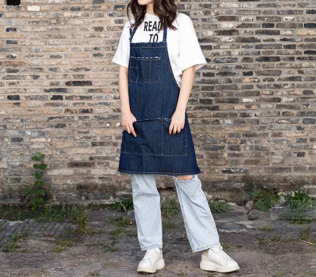 デニムエプロン シンプル 男女兼用 ワークエプロン ソムリエ レディース メンズ 業務用 制服 カフェ シンプル DIY ガーデニング 料理教室の通販はau  PAY マーケット - 直店.com