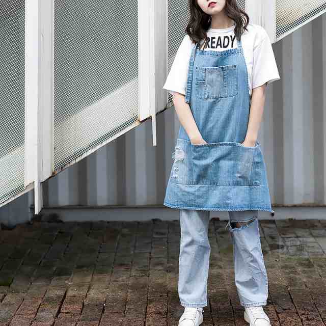 デニムエプロン シンプル 男女兼用 ワークエプロン ソムリエ レディース メンズ 業務用 制服 カフェ シンプル DIY ガーデニング 料理教室の通販はau  PAY マーケット - 直店.com