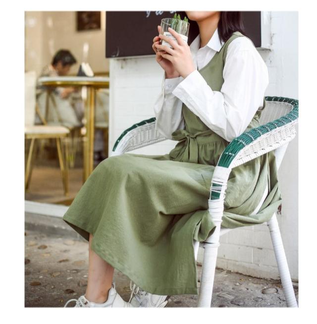 原宿店限定　エプロンワンピース H型エプロン ドレスエプロン レディースワークエプロン ロング