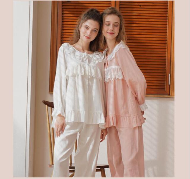 姫系 ルームウェア 秋冬新作 可愛い 刺繍 パジャマ ２点セット 部屋着 レディース 女性パジャマ ナイトガウン 長袖 綿 寝巻き ルーム女性の通販はau Pay マーケット ヒナギクファッション